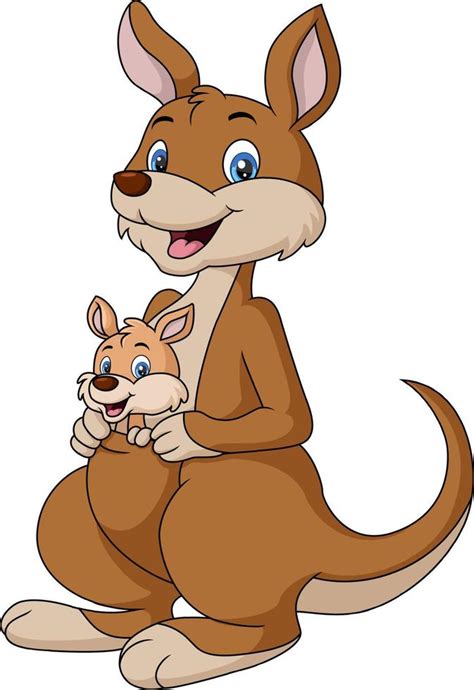 Cute happy kangaroos cartoon with baby joey 21458247 Vector Art at Vecteezy