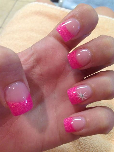 Be Bold And Bright With Pink French Tip Nails With Glitter – The FSHN