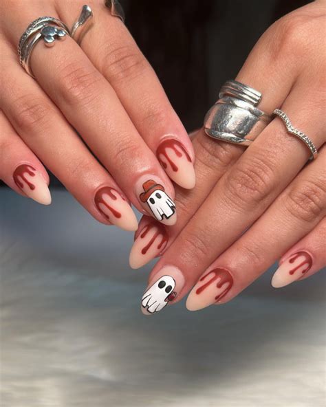 40 Wickedly Halloween Nail Art Ideas : Cowboy Ghost & Blood Drip Nails