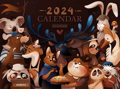 2024 Calendar Animals Woodland, A4 Illustrated Wall Calendar, Woodland ...