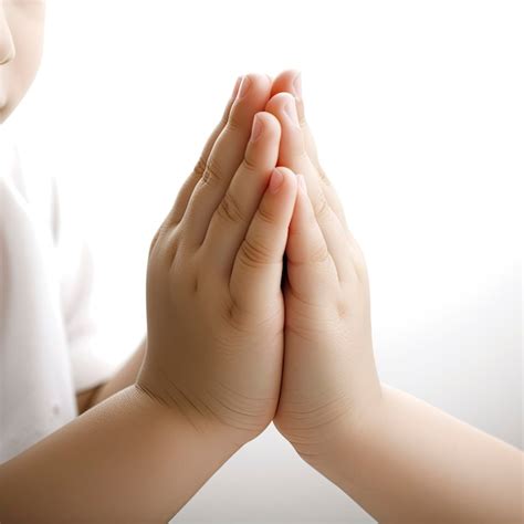 Premium AI Image | Child's Hands in Prayer Position on White Background