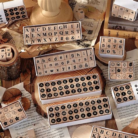 Wooden Alphabet Stamps Setnumber Stamp Set for Planner Diary - Etsy