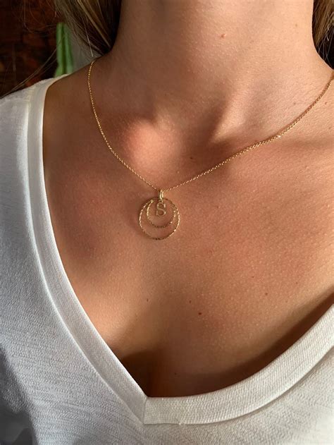 Circle Necklace Initial Necklace Circle Jewelry Necklaces | Etsy