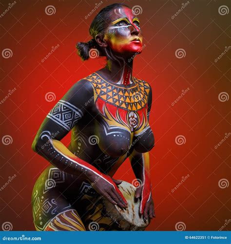 Bodypainting. Woman Painted with Ethnic Patterns Stock Image - Image of ...