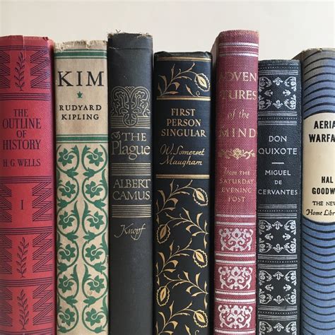 Macro Literature — Beautiful vintage book spines H.G. Wells, Rudyard...