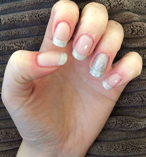 French Gel Extensions with Shellac Silver Chrome & Ice Vapor tips ...