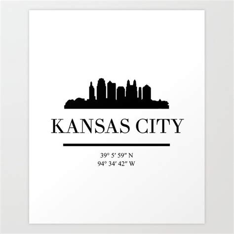 KANSAS CITY BLACK SILHOUETTE SKYLINE ART | Skyline art, Kansas city ...