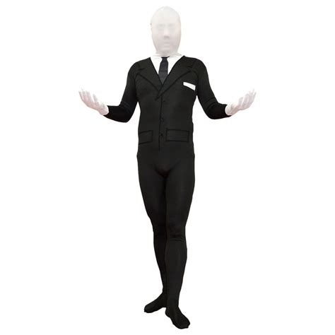 Slenderman Adult Spandex Costume Body Suit Tie Slender Man Mens Black ...