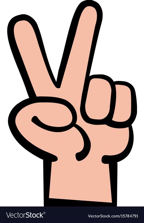 Hand peace sign cartoon Royalty Free Vector Image