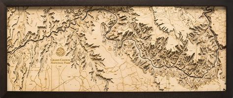 Grand Canyon Wood Carved Topographic Depth Chart / Map