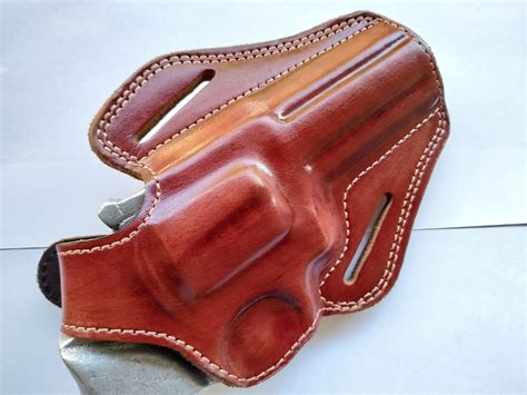 Leather Belt owb Holster For Colt Trooper 357 Magnum 4 inch barrel – cal38