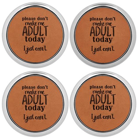 Custom Funny Quotes and Sayings Leatherette Round Coaster w/ Silver ...