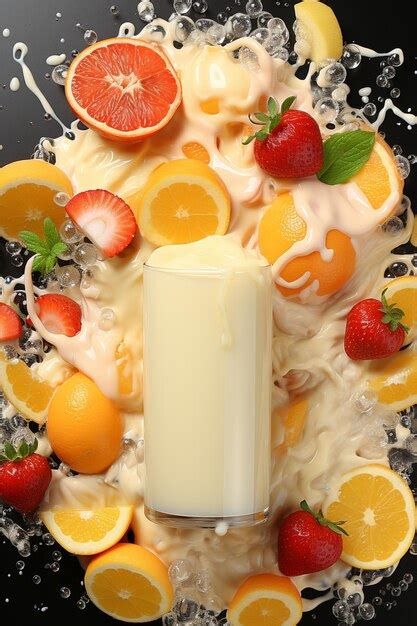 Premium AI Image | Fruits milk splash burst