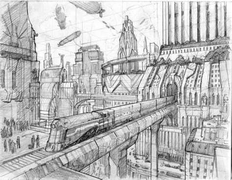 Fantasy Architectural Urban Sketches | Futuristic architecture ...