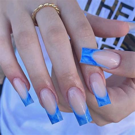 Press on Nails Long Coffin Fake Nails Ballerina Ombre Acrylic Nails ...