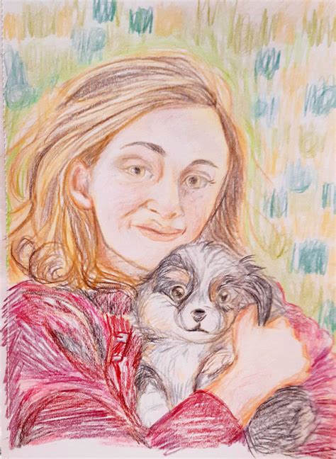 Girl with Puppy - Coloured Pencil Sketch by Loveless-Nights on DeviantArt