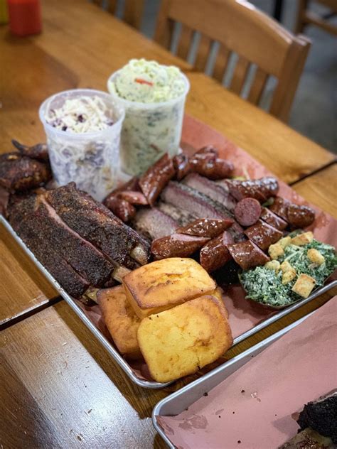 [I Ate] Texas style brisket, beef and pork ribs, bratwurst, sides ...