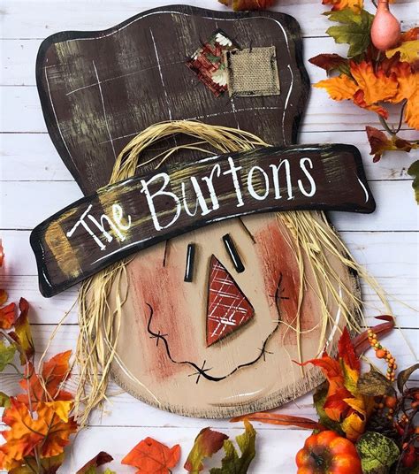 Fall Scarecrow Door Hanger Personalized Outdoor Decor | Etsy | Fall ...