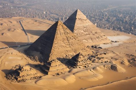 Premium Photo | Aerial View of the Pyramids of Giza