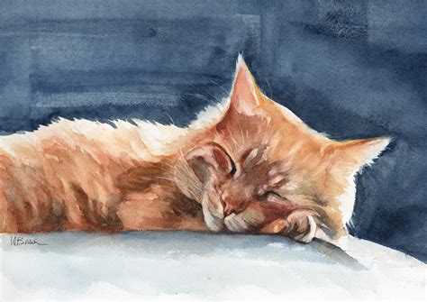 Sleeping Ginger Cat - Marie Brown Fine Art