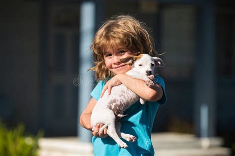 Hug Friends, Kid Hugging Dog. Happy Child and Puppy Hugs with ...