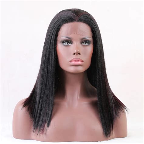 Element 20 Inch Long Straight Lace Front Wig Heat Resistant Synthetic ...