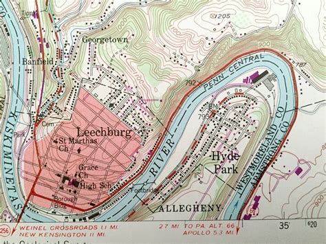 Antique Leechburg Pennsylvania 1954 US Geological Survey | Etsy