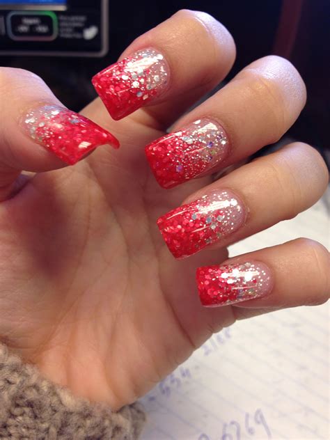 Ombre Red Glitter Tip Nails : Ombré nails are taking off again because ...