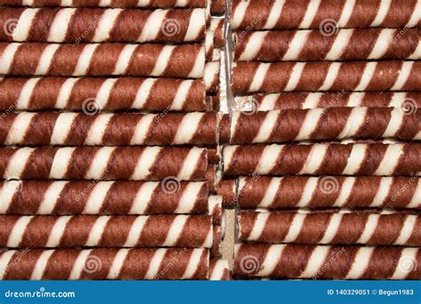 Wafer Rolls with Chocolate Filling. Stock Image - Image of surface ...