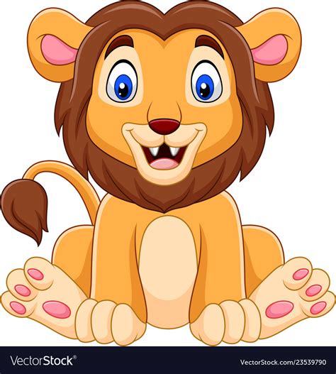 Cute baby lion cartoon Royalty Free Vector Image