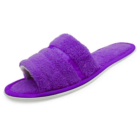 Lavra - Women's Terry Slipper Open Toe Slip On House Shoes Warm Fuzzy ...