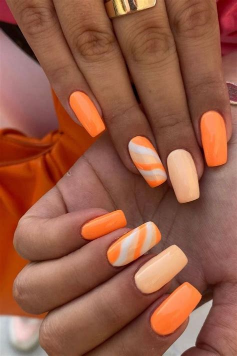 Neon Orange Acrylic Nail Designs for Summer 2023: Bright, Short and ...