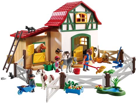 6927 Playmobil Pony Farm with 2 Pony Stalls and Storage Loft Country ...