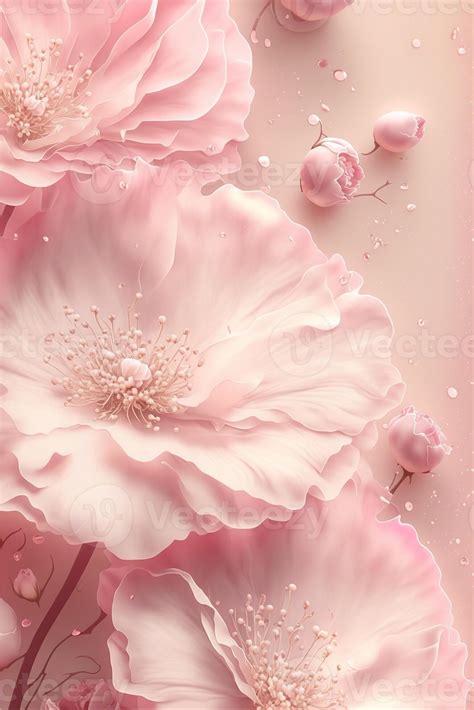 Delicate romantic pastel pink background with beautiful flowers ...