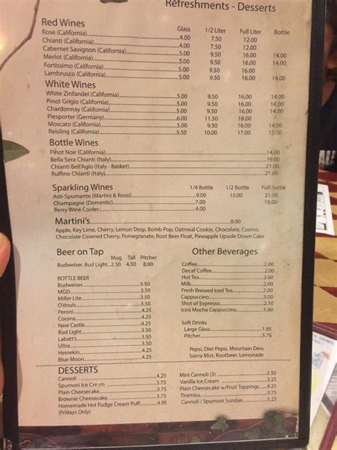 Menu at DeLuca's Restaurant, Westland, Warren Rd