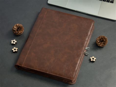 Retro Brown Leather Portfolio, Personalized Leather Padfolio,leather ...