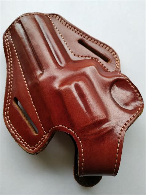 Leather Belt OWB Holster For 357 Magnum Revolver 4 inch Barrel – cal38