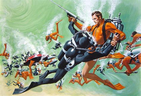 SEAN CONNERY JAMES BOND 007 THUNDERBALL SCUBA DIVING DIVER ART ARTWORK ...