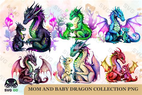 Mom and Baby Dragon Collection Graphic by SVG Go · Creative Fabrica