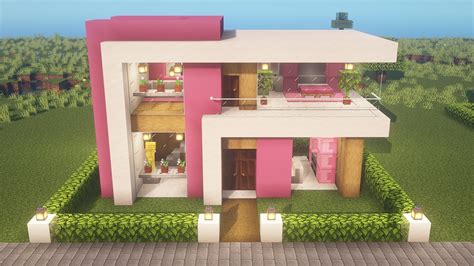 Minecraft Modern pink house - Build Tutorial🌸 - YouTube