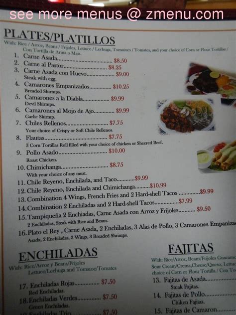 Menu at El Rey Del Taco restaurant, Fort Lupton