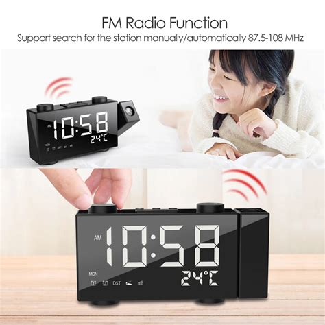 Digital Alarm Clock FM Projection Radio Alarm Clock with Snooze ...