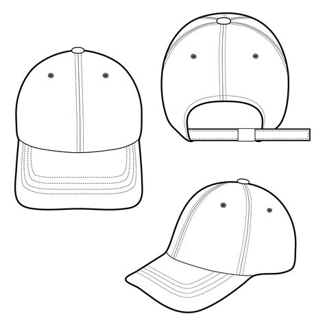 Baseball Cap fashion flat sketch template - Download Free Vectors ...