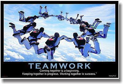 NEW Motivational TEAMWORK POSTER - Henry Ford Quote - Sports Sky Diving ...