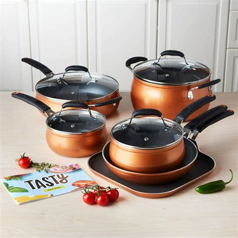 Tasty Non-Stick Diamond Reinforced Cookware Set, 11 Piece - Walmart.com ...