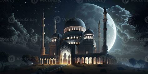 beautiful mosque at night sky ramadan background 23416814 Stock Photo ...