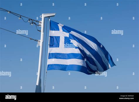 Greek flag waving Stock Photo - Alamy