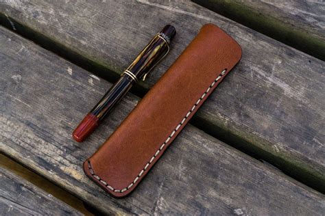 Leather Single Fountain Pen Case / Pen Pouch - Brown - Galen Leather