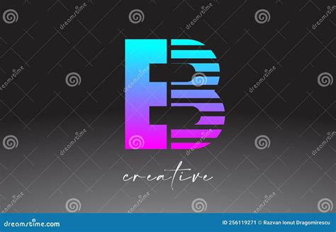 Purple Blue Neon Lines Letter B Logo Design with Creative Lines Cut on ...