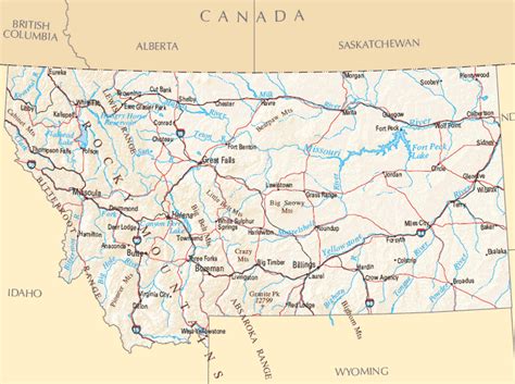 MAP OF MONTANA RIVERS - TravelsFinders.Com